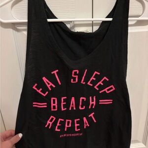 PINK Victoria's Secret Black Tank Top with Pink Print
